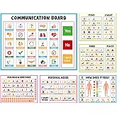 6Pcs Communication Board for Non Verbal Adults Autism Toddlers Kids | Picture Symbol Communication Cards, Speech Therapy Tools, for Aphasia Stroke Patients Hospital Care Home Use