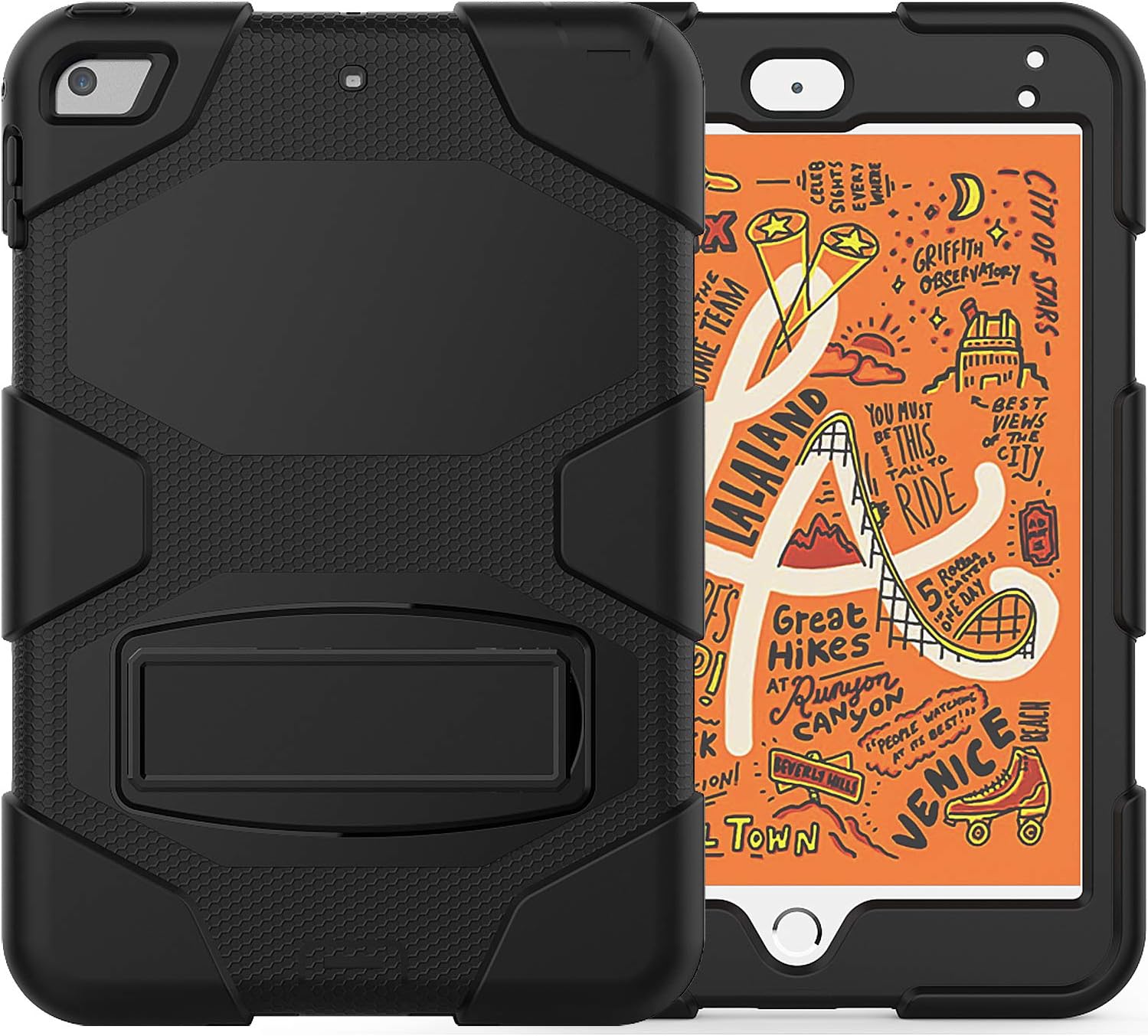 SYNTAKS iPad Mini 5 Case 2019,iPad Mini 4 Case,Slim Heavy Duty Shockproof Rugged Case Hard PC+Silicone High Impact Full Body Protective Case for iPad Mini 5th Generation 2019,Black
