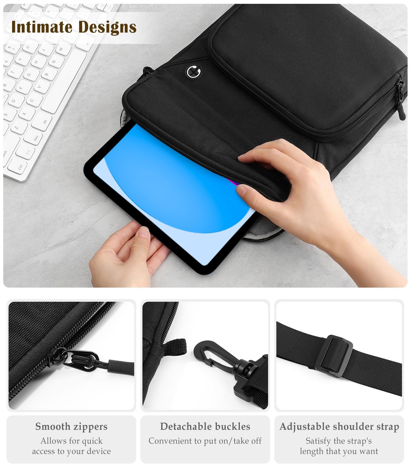 9-11 Inch Tablet Sleeve Bag with Shoulder Strap for iPad 10th Gen 10.9