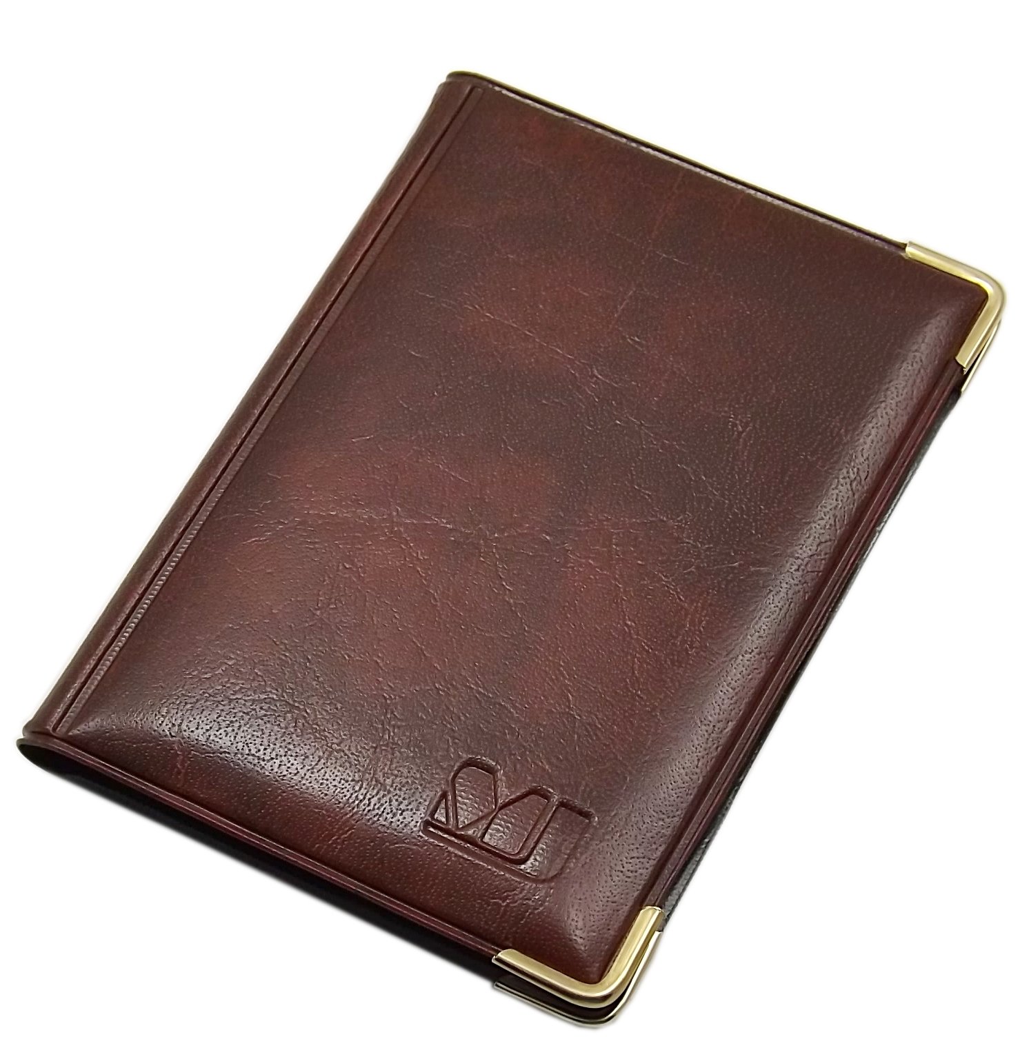 myledershop Credit Card case with Metal Corners 12 Pockets (Design 1 / Brown)