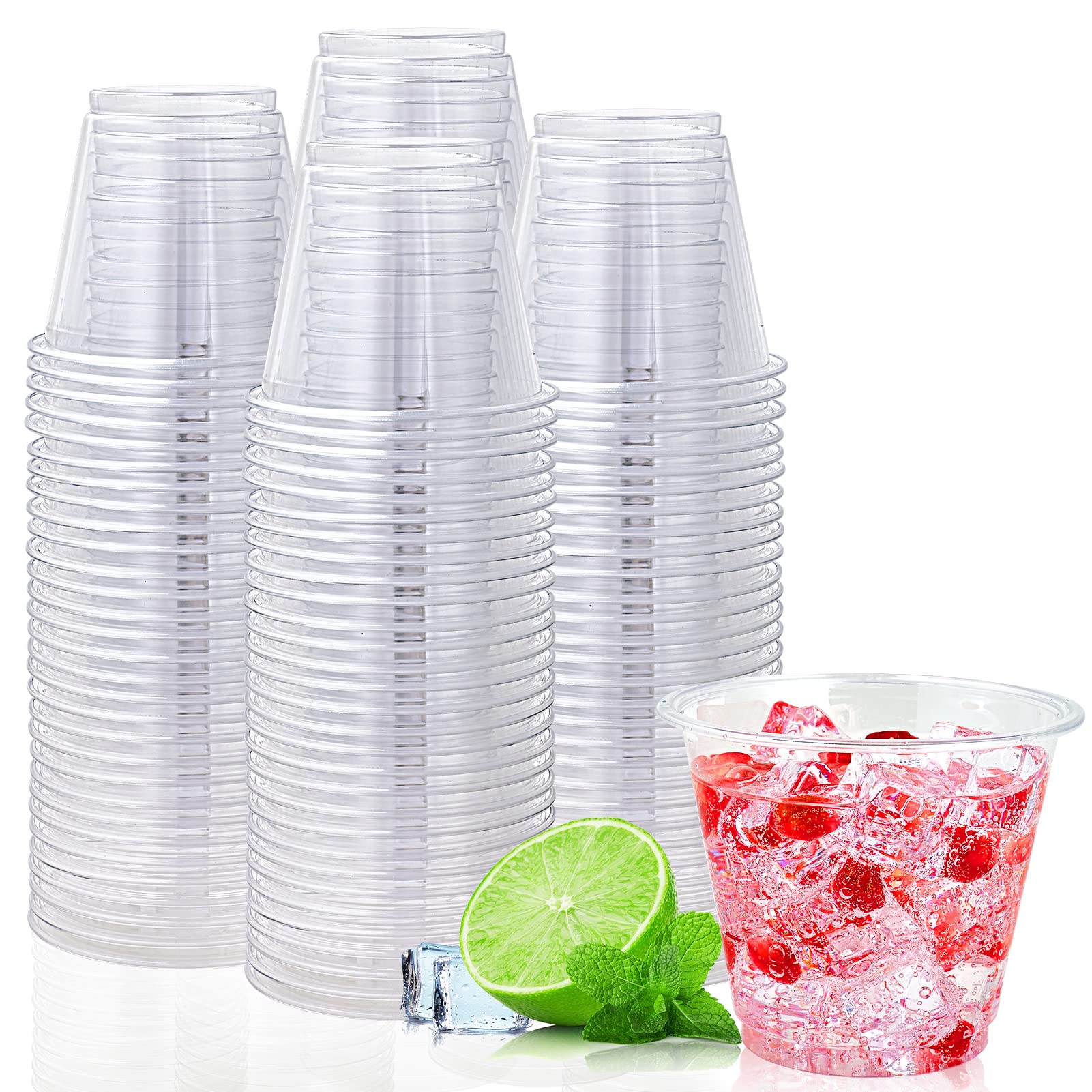 Photo 1 of Lilymicky 200 Pack 9 oz Clear Plastic Cups, 9 Ounce Disposable Plastic Drinking Cups, Crystal Clear, for Parties, Ceremonies, Events