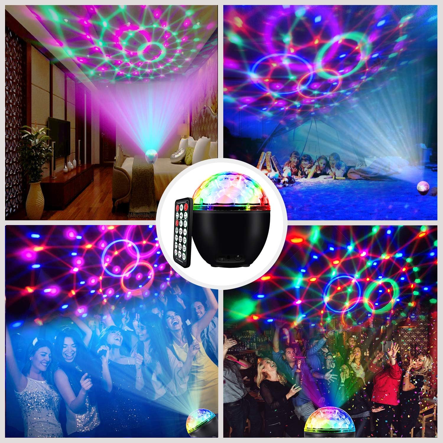 Disco Ball Lights 16 Colour 3 Music Modes,360° Sound Activated LED Party Lights with Remote Control & Timer - Image 5