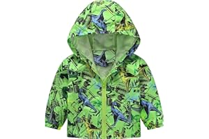 Toddler Boys Girls Cute Cartoon Print Hooded Jacket Trench Coat Zipper Windbreaker Outwear