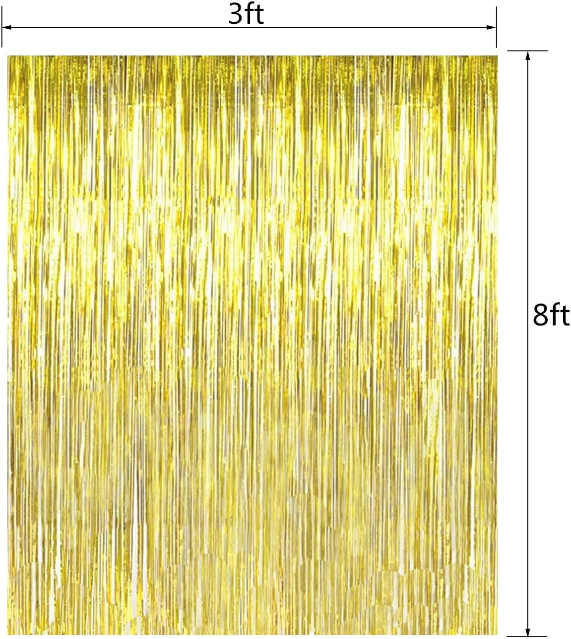 2 Packs 3ft x 8.3ft Gold Metallic Tinsel Foil Fringe Curtains Photo Booth Props for Birthday Wedding Engagement Bridal Shower Baby Shower Bachelorette Holiday Celebration Party Decorations: Toys & Games