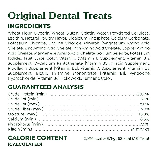GREENIES VETERINARIAN-RECOMMENDED ADULT NATURAL DENTAL DOG TREATS PETITE SIZE, DOG DENTAL CHEWS, ORIGINAL FLAVOR, 3 OZ. PACK, 5 COUNT