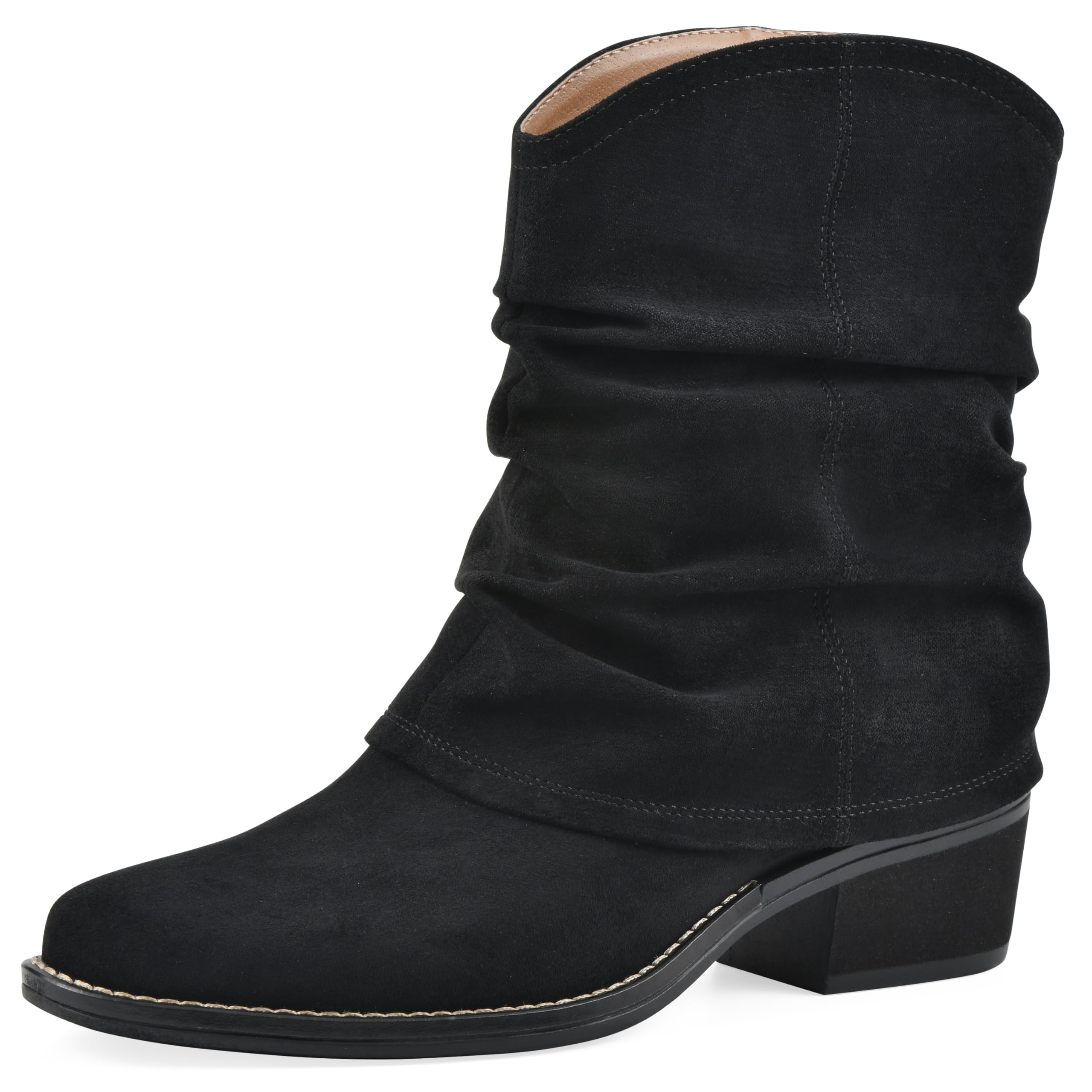 White Mountain Women’s Alden Western Mid Shaft Bootie, Black Fabric, 7.5 M