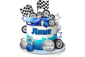DRWATE 28 PCS Blue Racing Wheel Cake Topper Tyre Cake Decorations for Race Car Theme Birthday Cake Decorations (02)