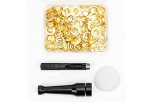 ZONGLAN Grommet Tool Kit, 50 Sets 3/8 Inch Heavy Duty Rustproof Brass Eyelets Kit with Setting Tool and Storage for Fabric Leather Curtains