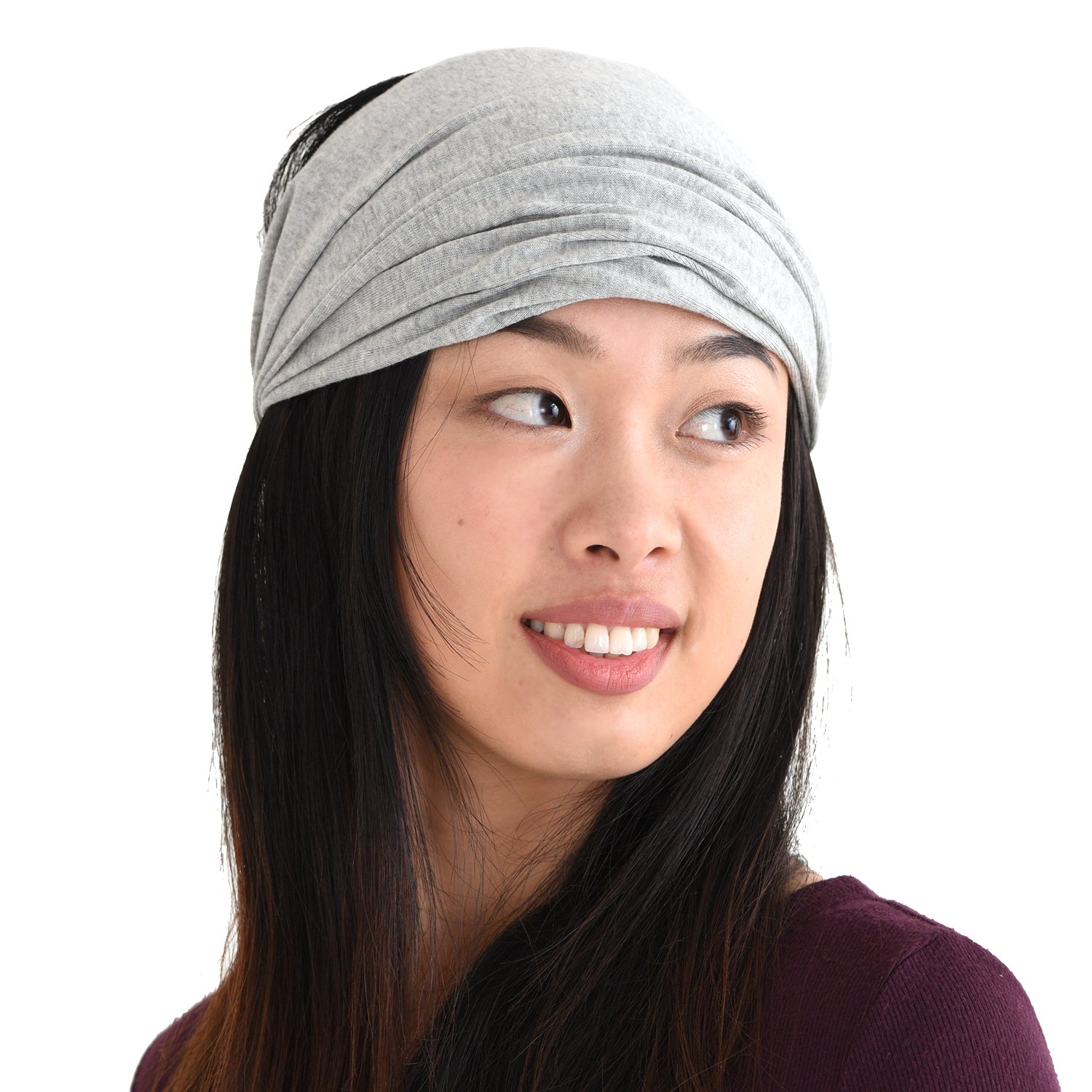 Wide ORGANIC Cotton Bandana Headband - Womens Mens bandana headbands Headwrap Elastic Head Bands Light Grey L