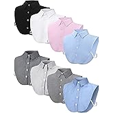 Syhood Detachable Dickey Collar Half Shirts - 8 Pcs Set (Blue, Black, White, Gray, Pink)