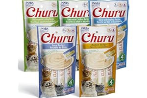 INABA Churu Lickable Creamy Purée Cat Treats 5 Flavor Variety Pack of 20 Tubes