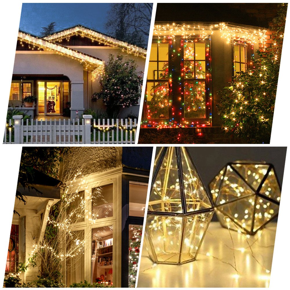 WAAO Solar String Lights, 33ft 100LED Outdoor String Lights, Waterproof Decorative String Lights for Patio, Garden, Home, Gate, Yard, Party, Wedding, Christmas (Warm White)