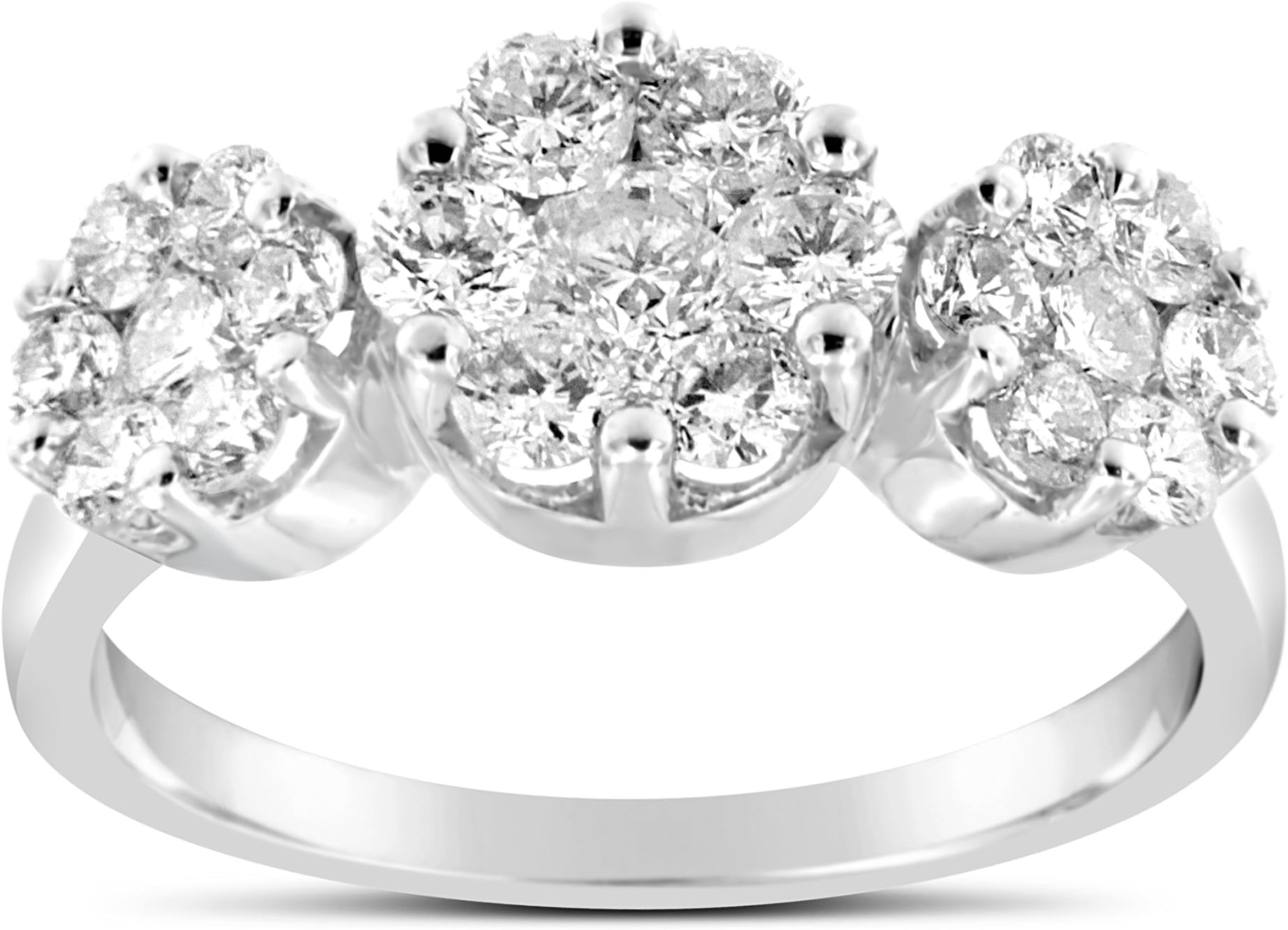 Original Classics 14K White Gold Round Diamond Cluster Ring (1 5/8 cttw, G-H Color, I1-I2 Clarity)