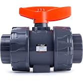 HYDROSEAL Kaplan 2&rsquo;&rsquo; PVC True Union Ball Valve with Full Port, ASTM F1970, EPDM O-Rings and Reversible PTFE Seats, Rated at 200 PSI @73F, Gray, 2 inch Socket (2 inch)