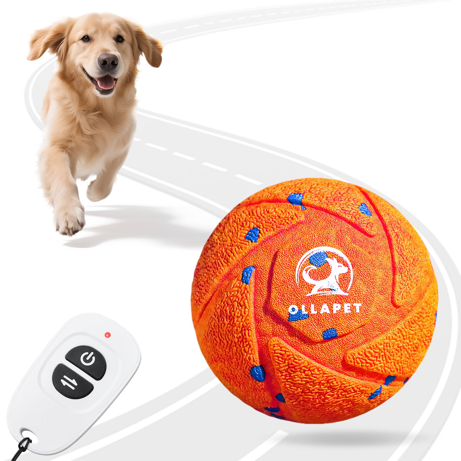 Photo 1 of Ollapet Smart Interactive Dog Toy Ball - Auto Bouncing & Rolling, Chew-Resistant E-TPU Material, 3 Interactive Modes, IPX7 Waterproof, Smart Chase Pet Toy Ball for Medium and Large Dogs (Orange)