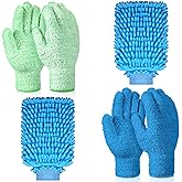 Potchen 6 Pcs Microfiber Dusting Mitt Gloves for Plants Washable Dusting Gloves for House Cleaning Furniture Car Washing