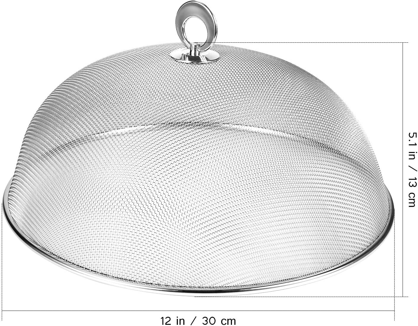 Stainless Steel Mesh Dome Food Cover Round Splatter Screen Antiflies Foldable Food Tent (30CM