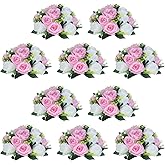 NUPTIO Flower Centerpieces for Wedding Tables: 10 Pcs Pink & White Artificial Flower Ball Arrangement for Weddings Party - Fake Floral Rose for Birthday Bridal Shower Decorations