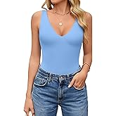 Avidlove Women's Sexy Plunge Deep V Neck Bodysuit Double Lined Sleeveless Thong Body Suit Leotard for Going Out Tank