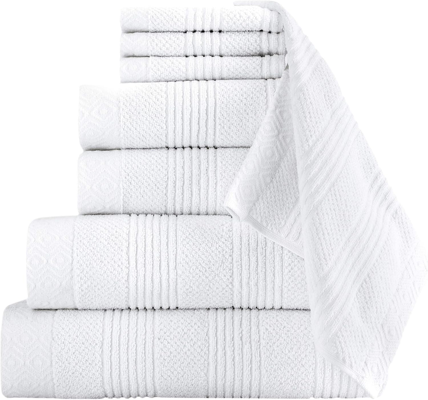 Classic Turkish Towels 8 Piece Luxury Bath Towel Set - Soft Cotton Linen Towels Includes Large Bath Sheet Made with 100% Turkish Cotton