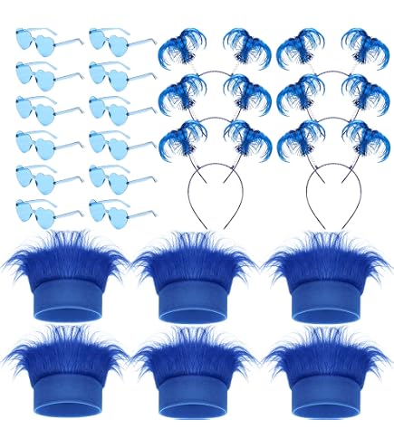 6Pcs Hairy Headbands Flowy Troll Crazy Hair & Stickers Spirit Week Costume Amazon.com: Taiyin 6 Pcs Hairy Headband Costume Headband  main image 3