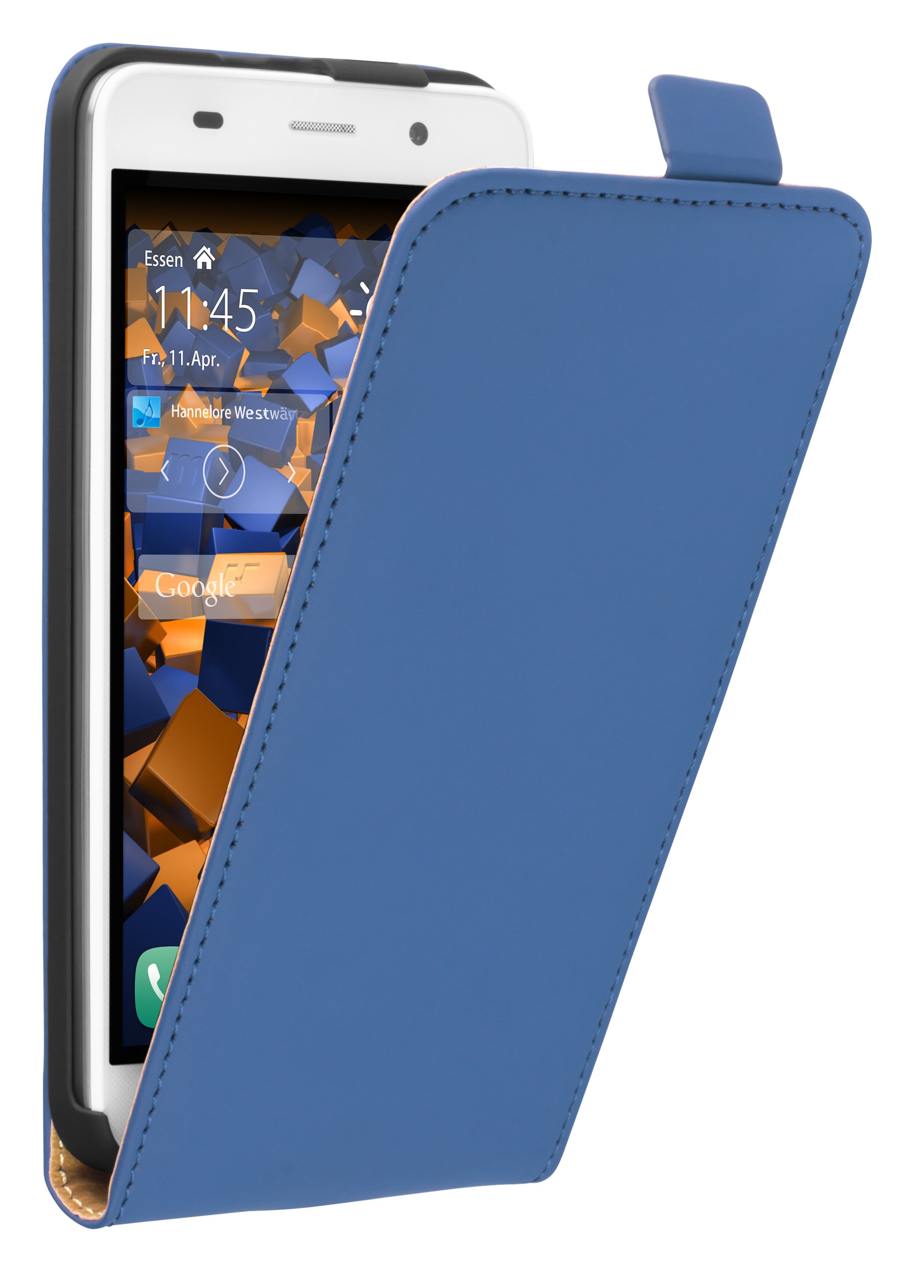 mumbi Flip Case Compatible with Huawei Y6 2015 Mobile Phone Case Wallet, Blue