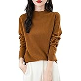Chanyarn Women's 100% Merino Wool Seamless Sweater Mock Neck First-Line Ready to Wear Long Sleeve Knitted Pullover Tops