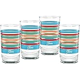 Culver Officially Licensed Fiesta Stripes 7-Ounce Juice Glass (Set of 4) (Rainbow Radiance Collection)