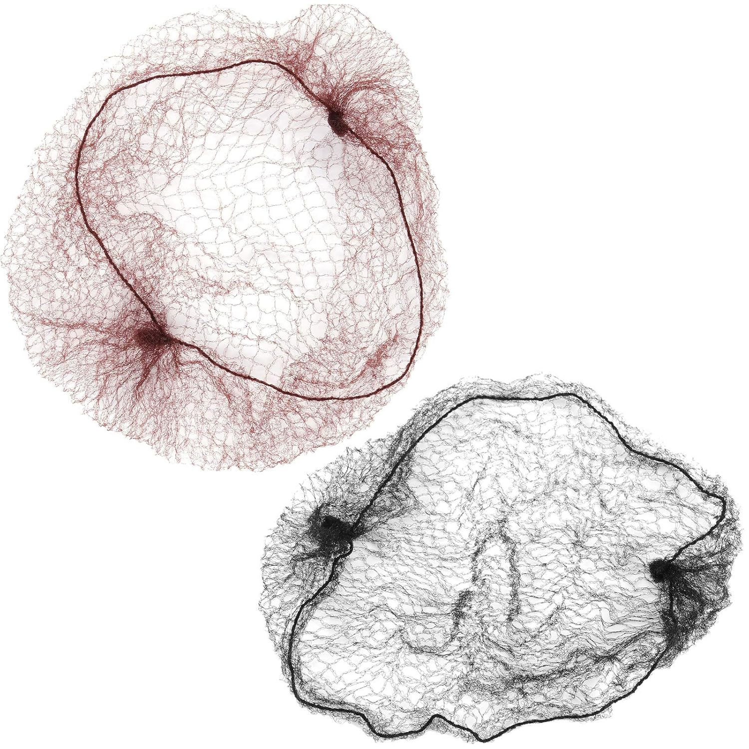 HAKZEON 400 PCS 20 Inch 50CM Hair Nets, Invisible Hair Net for Food Service, Black and Brown Mesh Hair Wig Nets Elastic for Hairstyling Bun Ballet Dancer Stewardess Kitchen