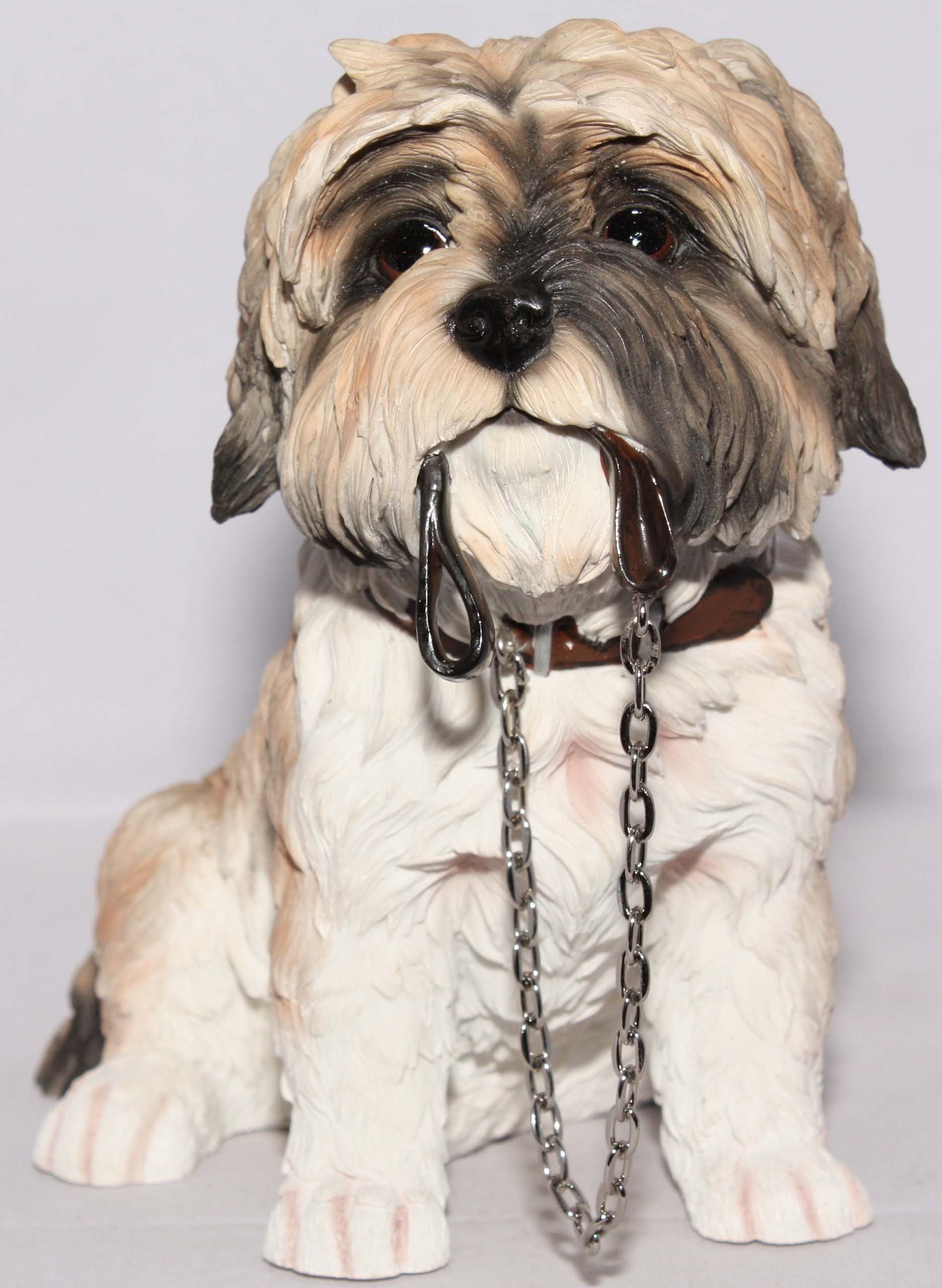 Lesser & Pavey Sitting Walkies Shih Tzu, Gold & White, Gold/White, H14cm