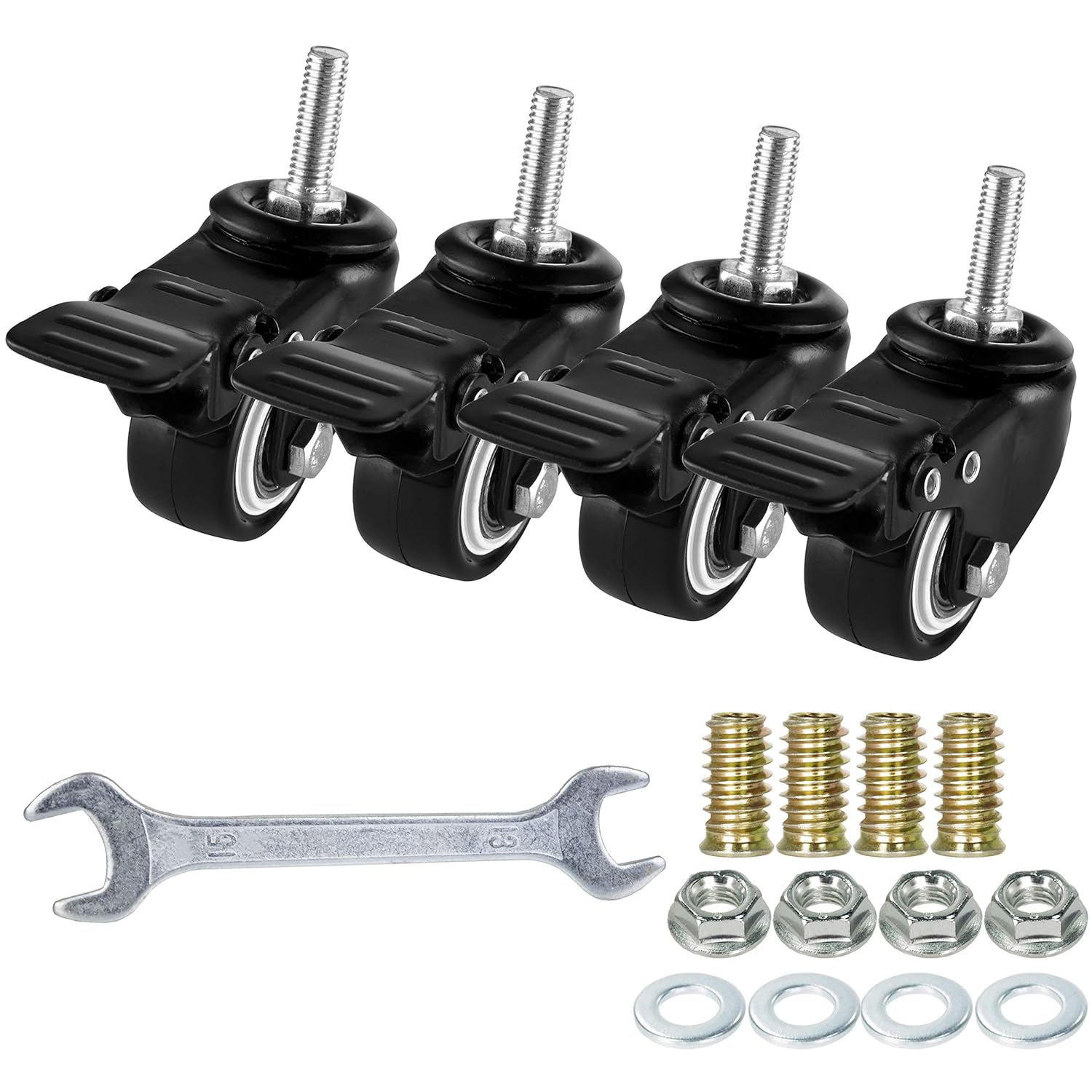 1.5 Inch Swivel Caster Wheels Set of 4, Locking Casters Heavy Duty