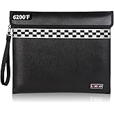 6200°F Fireproof Document Bag with Fireproof Zipper, Fireproof Bag with Reflective Strip, 9 Layers of Heat Insulated Materials, Fireproof Money Bag for Cash, 13"x11" Fireproof Pouch with Hand Strap