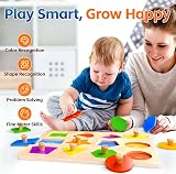 SYHLN Wooden Shape Sorter Peg Puzzle for 1 2 3 Year Olds Toddlers view 2