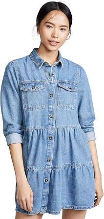 nicole cotton denim shirtdress