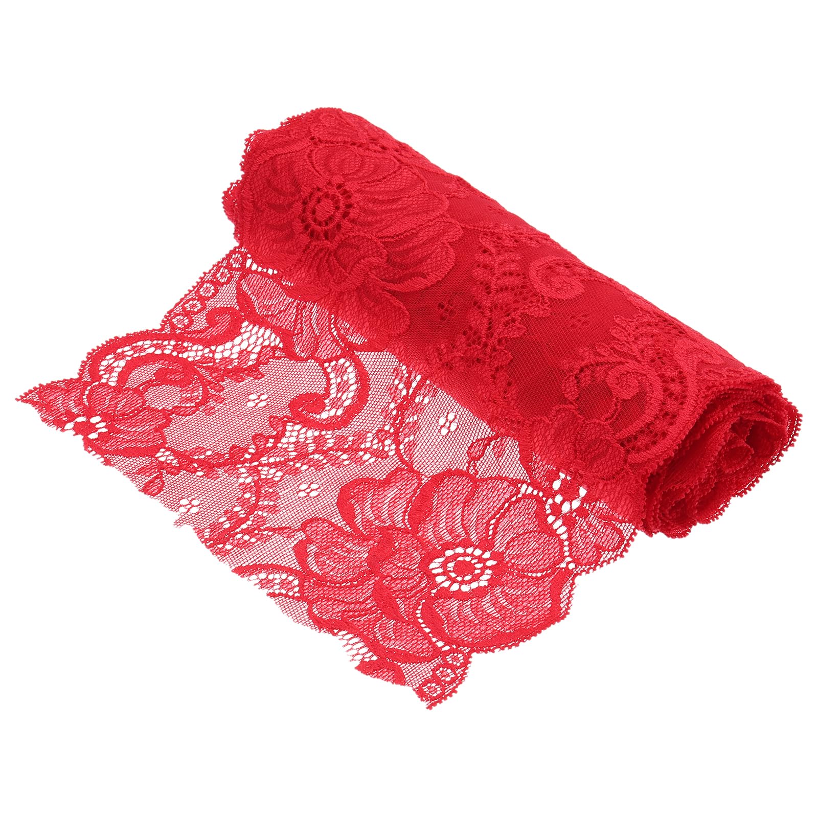 Photo 1 of MECCANIXITY 7.1 Inch Wide 3 Yard Lace Ribbon Floral Pattern Red Lace Trim Ribbon for DIY Crafts, Gift Wrapping Bouquets, Wedding Decor, and Sewing Making