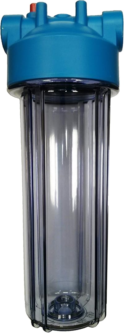 Water Filter Man 10" Housing 3/4 BSP Brass Ports PRV Clear Bowl