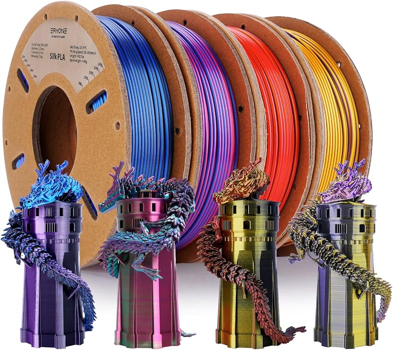 ERYONE PLA Filament Bundle 1.75mm Silk Multicolor 4 Spools 250g Each