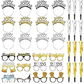 Ziyutam 36 PCS New years Eve Party Supplies 2026, Happy New Year Decorations Include Glasses Headband Noise Makers, Eve Party Supplies Decorations Accessories, Newyear Golden Decor Photobooth Props