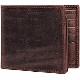 Wild Edge 100% Genuine Hunter Leather, RFID Blocking, Bifold Wallet, Thin & Stylish with ID Window Brown Colour, Secure, Durable Extra Capacity with 9 Credit Cards slots, Gift for Him