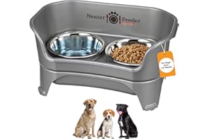 Neater Feeder Express Mess Proof Dog Bowls Elevated for Medium to Large Sized Breed, No Spill Raised Dog Food Bowl Stand, Stainless Steel Food and Water Bowl Set, Pet Dish Feeding Station, Grey