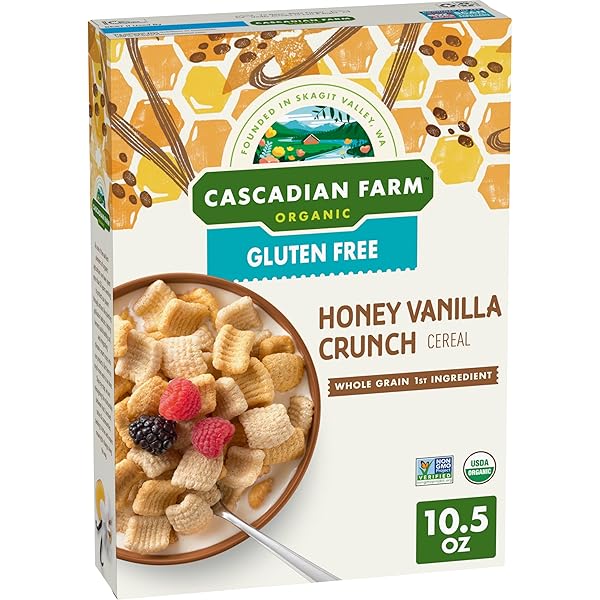 CASCADIAN FARM ORGANIC GLUTEN FREE HONEY VANILLA CRUNCH CEREAL, 10.5 OZ.