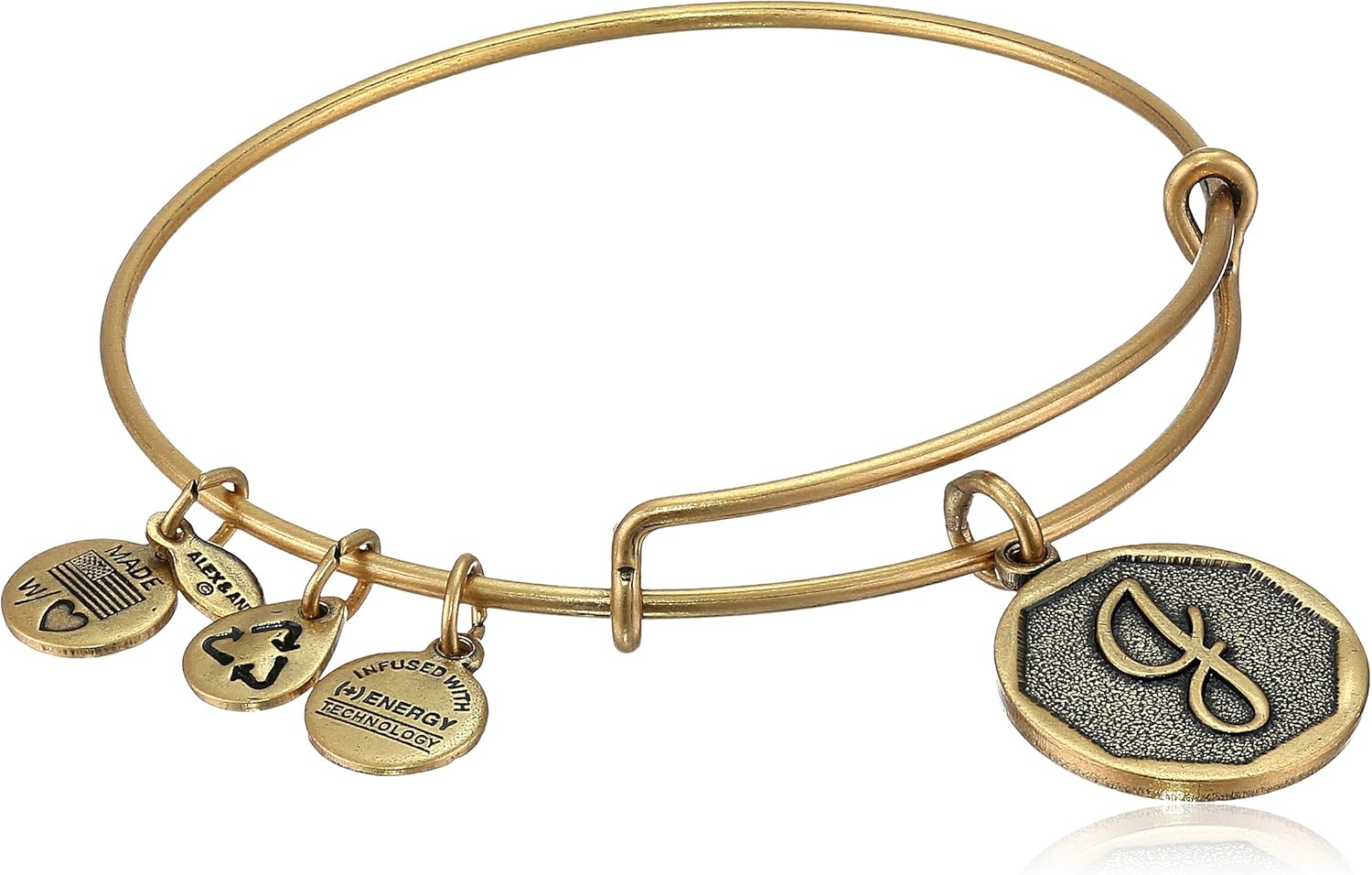 Alex and Ani Rafaelian Gold-Tone Initial J Expandable Wire Bangle Bracelet 2.5