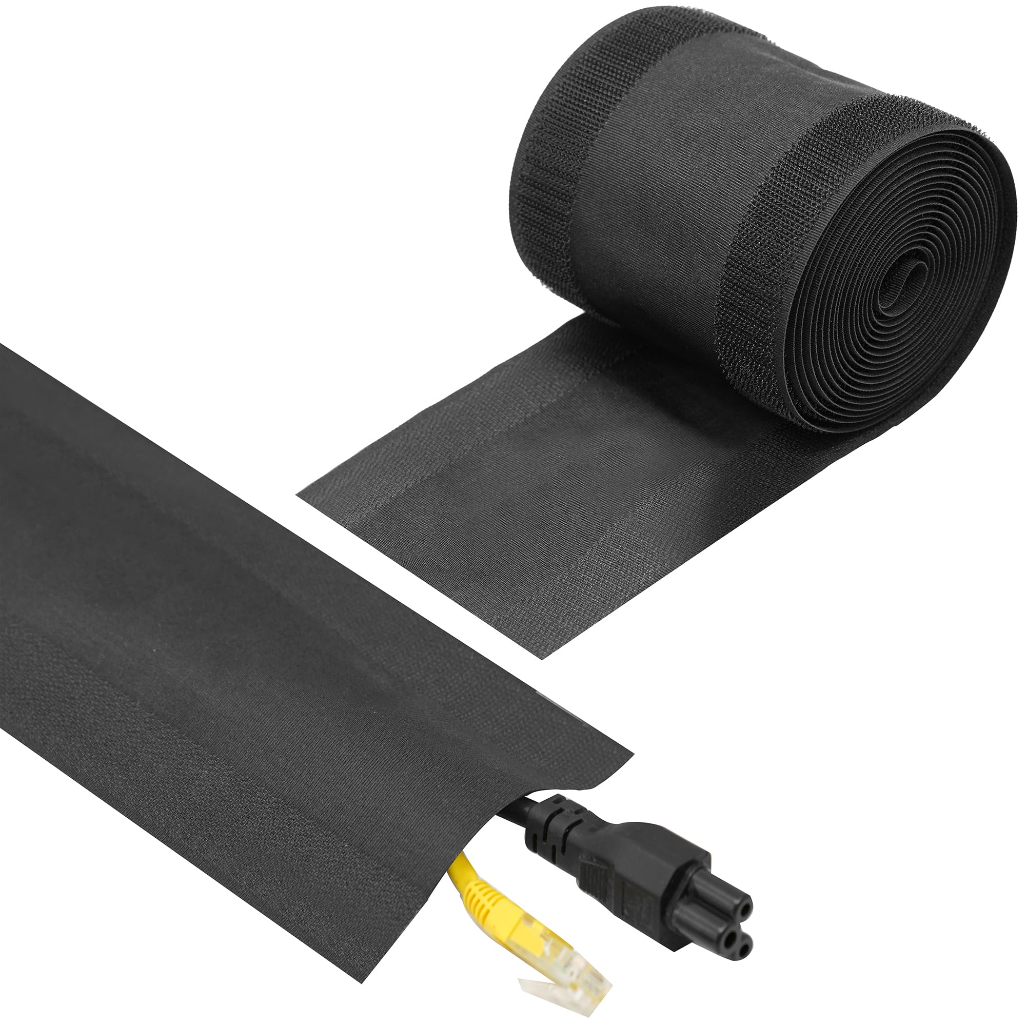 Photo 1 of ECOHomes Carpet Cord Cover to Hide Cables, Cords, Wires On Floor - Cord Covers Strip Wire Protector & Cable Management Keep Electric Cables Organized, for Homes & Office (Black 4 Inch x 10 FT)