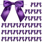 WRAPAHOLIC 30 Pcs 3" Purple Satin Ribbon Bows with Twist Tie - Pretied Premade Craft Bows for Christmas Party Crafts Treat Bags Gift Wrapping Wedding Birthday Baby Shower