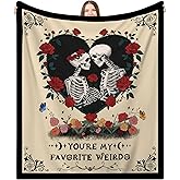 Anniversary Couple Gifts Blanket for Her Him,Skull Lover Throw Blanket for Boyfriend Girlfriend,I Love You More Wedding Birthday Gift for Husband 60"X52",Christmas Valentines for Wife Skeleton Present