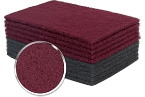 Shawya Scuff Pad 10 Pcs 6" x 9" General Purpose 5 Each Maroon and Gray Scuff Pads for Scuffing, Scouring, Sanding, Paint Primer Prep Adhesion Multipurpose Scrub Pad - Tear Resistant Wet & Dry