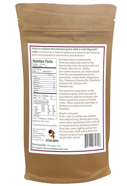 shipetaukin Raw fonio Ancient africana Cereales, 5 libras ...