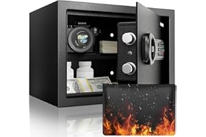<1.6 cu.ft.>Goldenkey Digital Fireproof Safe for Documents, Personal Safe Box for Laptop, Steel Safes with Removable Shelf for Guns Valuables for Home, office, Hotel, 11.81"D x 14.96"W x 11.81"H