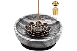 Wadayu SuperLarge Handmade Natural Marble Incense Holder for Sticks and Cones-with 9 Holes, Multi-Functional Incense Burner Holder for Incense Sticks and Cones, Perfect Home Decor (5.9inch)