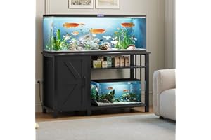 LotaTools 55-75 Gallon Aquarium Stand with Power Outlet, Heavy Duty Fish Tank Stand with Cabinet Storage & Adjustable Shelf, for Fish Tank, Turtle Tank, Reptile Terrarium, 1000LBS Capacity, Black